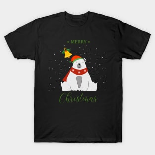 Holiday greeting from funny Polar Bear with elf hat and holly T-Shirt